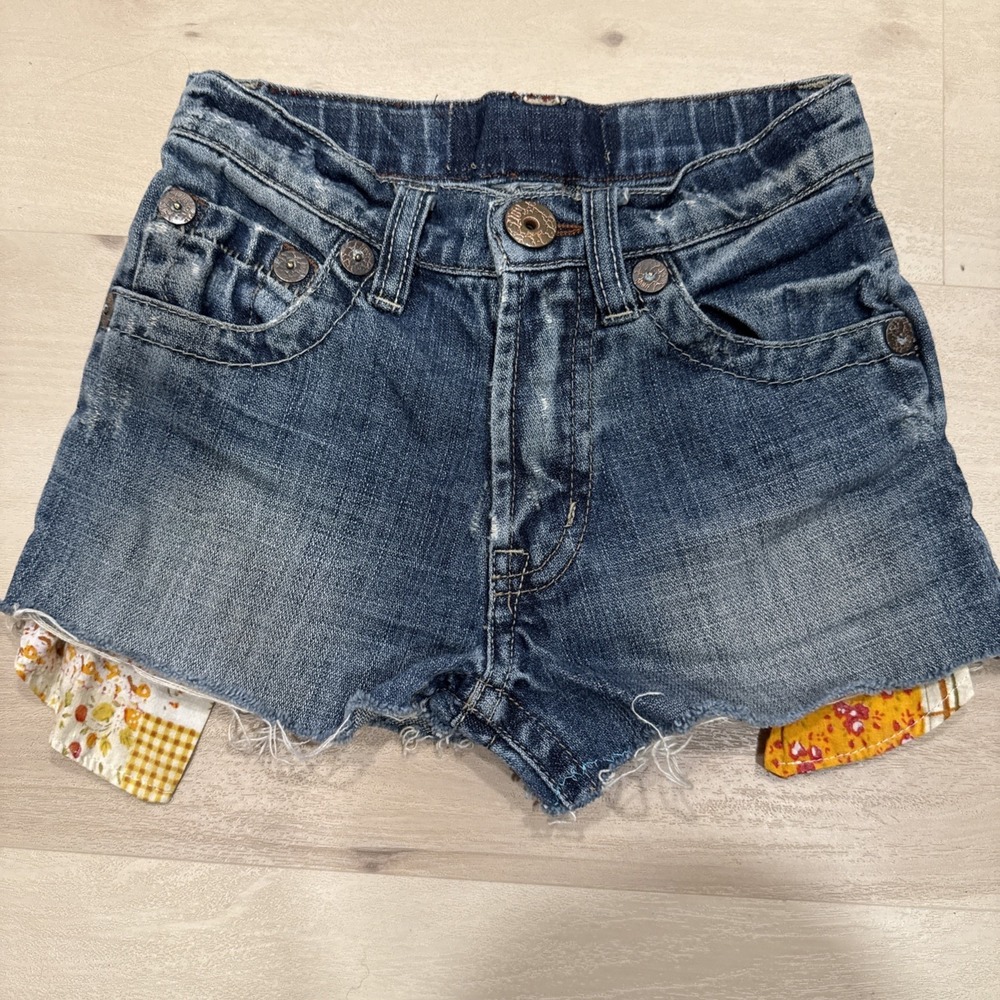 Kids denim cutoff Jean Shorts OOAK‎ Size 4